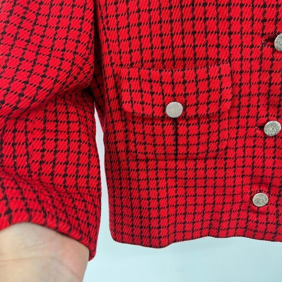 Manor-Bourne for I. Magnin & Co Vintage 60s Red‎ Jacket Jackie O Size M/L - Picture 5 of 15